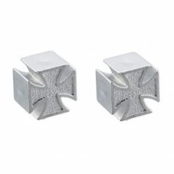 2 Bouchons De Valve TRIK TOPZ Croix De Fer Caps Shrader Argent
