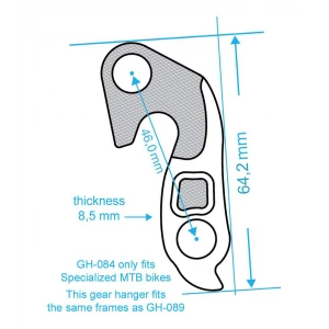 Marwi Patte De Dérailleur GH-084 SPECIALIZED VTT Epaisseur 8,5mm / Hanger / Schaltauge 3 Marwi Patte De Dérailleur GH-084 SPECIALIZED VTT Epaisseur 8,5mm / Hanger / Schaltauge – Image 3