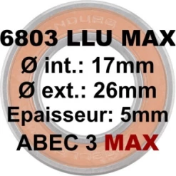 Roulement ENDURO Bearings 6803 LLU MAX 17x26x5 ABEC 3 MAX