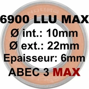 Roulement ENDURO Bearings 6900 LLU MAX 10x22x6 ABEC 3 MAX 1 Roulement ENDURO Bearings 6900 LLU MAX 10x22x6 ABEC 3 MAX